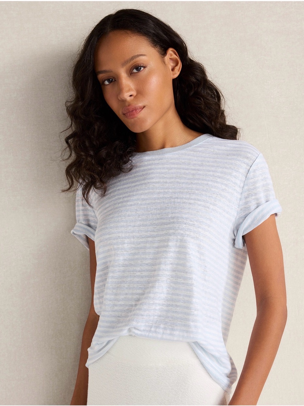 Haven Well Within Linen Striped Short Sleeve Tee- XL